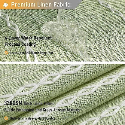 BTTN 72x78 Long Boho Farmhouse Linen Heavy Duty Shower Curtain, Sage Green