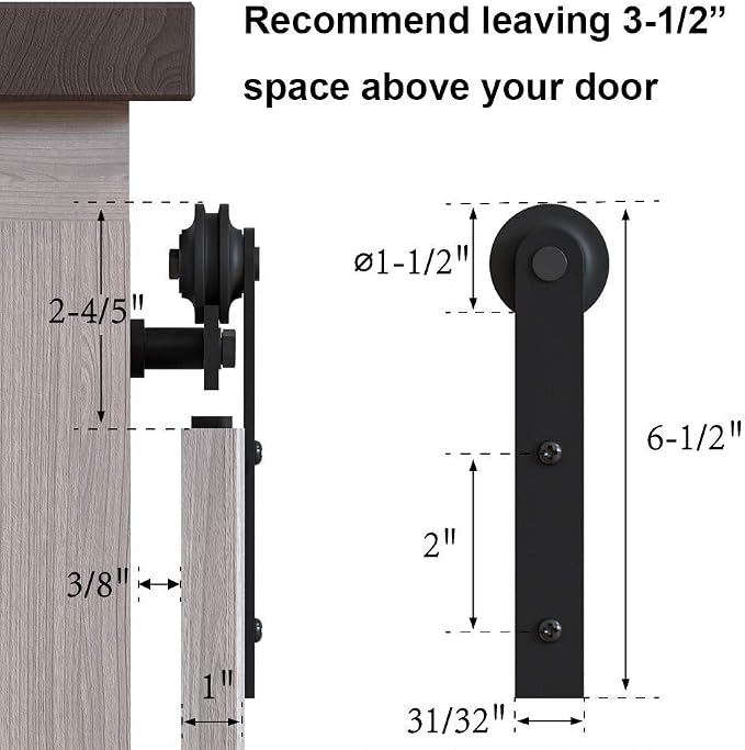 WINSOON 4FT Super Mini Barn Door Hardware Kit, Double Doors, I Shape Hanger | Sliding Small Barn Door Hardware Kit, for Mini/Small Barn Door, TV Stands, Wardrobe Cabinets, DIY