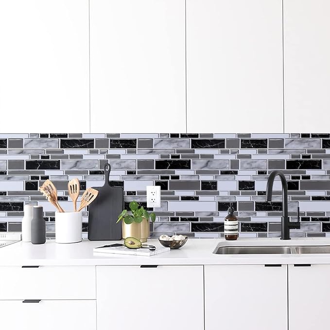Livebor Peel and Stick Backsplash Wallpaper Kitchen Backsplash Wallpaper 17.7inch x 393.7inch Tile Contact Paper Kitchen Peel and Stick Countertops Waterproof Contact Paper for Bathroom Tile Vinyl | Kitchen Backsplash Contact Paper Kitchen Wallpaper Pe...