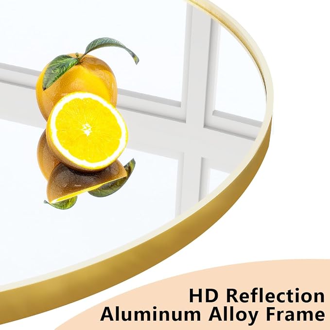 XRAMFY Arched Bathroom Mirror 32" x 34" for Bathroom Vanity Mirror or Wall Decor Gold Arch Mirror Aluminum Alloy Frame Wall Mounted Mirror for Living Room Bedroom Entryway