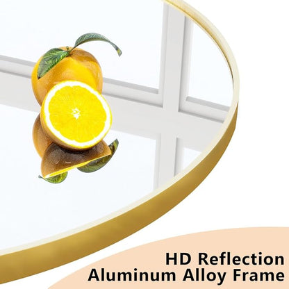 XRAMFY Arched Bathroom Mirror 32" x 34" for Bathroom Vanity Mirror or Wall Decor Gold Arch Mirror Aluminum Alloy Frame Wall Mounted Mirror for Living Room Bedroom Entryway