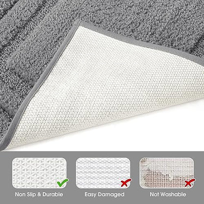 HOMEIDEAS Bathroom Rugs Sets 2 Piece, Super Soft Non Slip Bath Mat Grey