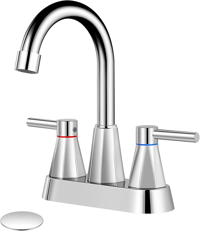 4 inches Bathroom Faucet for 3 Hole,2-Handle Bathroom Sink Faucets with Pop Up Drain (Chrome)