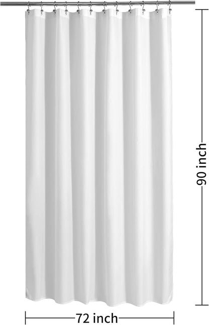 ALYVIA SPRING 72x90 Extra Long Waterproof Fabric Shower Curtain Liner White | 2 Magnets, Soft Cloth & Hotel Quality, Machine Washable, Light-Weight, Extra Long Size