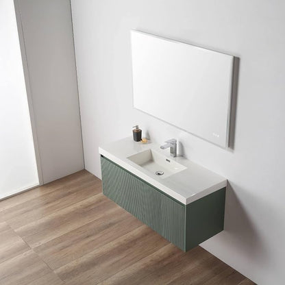 Blossom 48 Inch Bathroom Vanity with Sink, All Wood Wall Mounted Floating Bathroom Vanity Cabinet with Acrylic Sink, Bathroom Sink Cabinet with Soft-Close Drawers, Modern Vanities, Aventurine Green