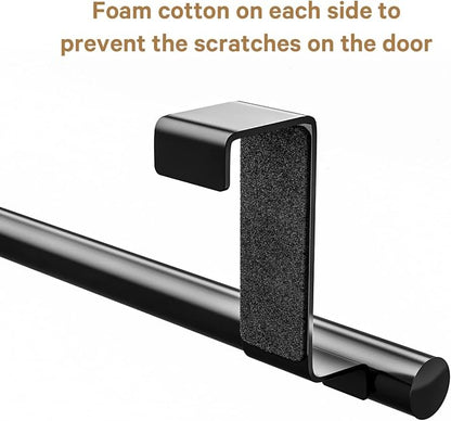 Over Cabinet Towel Bar, Stainless Steel Towel Holder, Black, 2 Pack | No-drill Over Cabinet Towel Rack, Rustproof Stainless steel, Scratch-resistant Foam Pads, Fits Doors Up to 0.8"