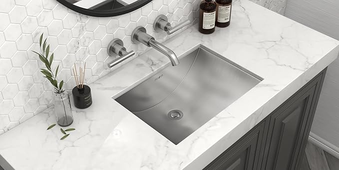 Ruvati 16 x 11 inch 16 Gauge Stainless Steel Bathroom Sink - Rectangular Bathroom Sink with Brushed Finish hides scratches, Easy-to-Clean Undermount Sinks - RVH6107