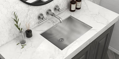 Ruvati 16 x 11 inch 16 Gauge Stainless Steel Bathroom Sink - Rectangular Bathroom Sink with Brushed Finish hides scratches, Easy-to-Clean Undermount Sinks - RVH6107