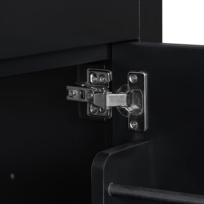 Favfurish 30" Bathroom Vanity with Ceramic Sink,Undermount Single Basin Vanity Set w/1 Flip-Out Drawer and 2 Soft-Close Doors & Adjustable Shelf,Freestanding Storage Cabinet,Solid Wood Frame,Black