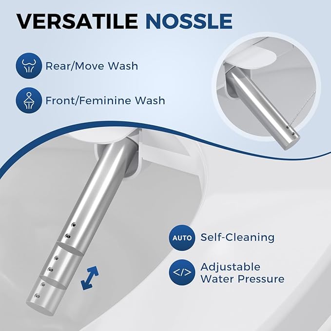 Bidet Toilet Seat, Electric Smart Heated Toilet Seat, Feminine & Front Rear Wash, Instant Warm Water & Dryer, Self-Clean Nozzle, Soft Closed Toilet Lid, Wireless Remote Night Light Elongated