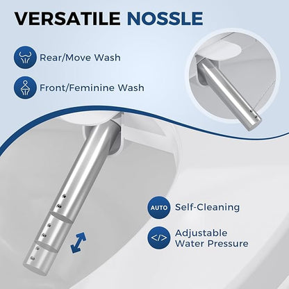 Bidet Toilet Seat, Electric Smart Heated Toilet Seat, Feminine & Front Rear Wash, Instant Warm Water & Dryer, Self-Clean Nozzle, Soft Closed Toilet Lid, Wireless Remote Night Light Elongated