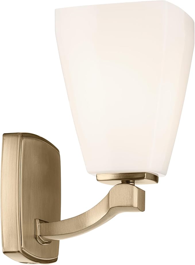 Kichler Marant 5" 1-Light Wall Sconce with Opal Glass in Champagne Bronze, for Bathroom, Powder Room, Hallway, Fireplace, (5" W x 9.5" H), 55214CPZ