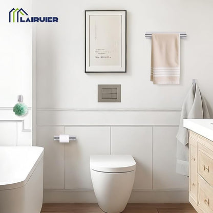Lairuier Brushed Nickel Bathroom Hardware Set, Adhesive or Screw Wall Mount | Bathroom Accessories Set, Adhesive or Screw Wall Mount Toilet Paper Holder and Hand Towel Bar Holder, No Drill 2 Towel Hooks