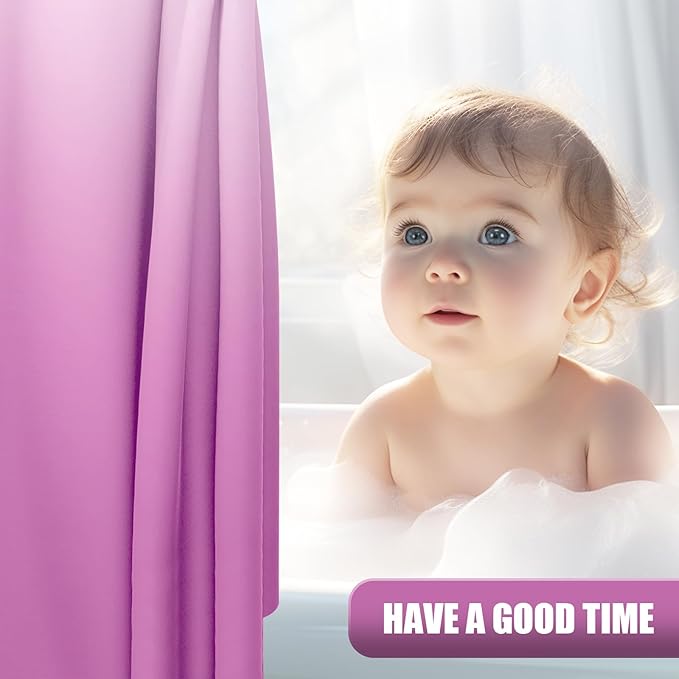 OLANLY Luxury Pink and White Ombre Shower Curtain Sets with 12 Hooks, Waterproof and Washable Decorative Shower Curtains for Bathroom, 72x72 Inches