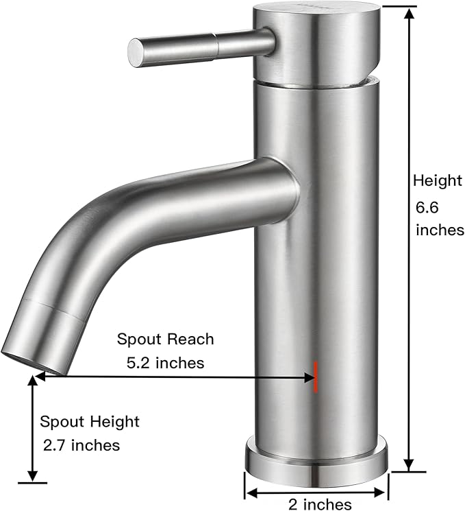 Single Hole Bathroom Faucet,Single Handle Brushed Nickel Bathroom Sink Faucet,Modern Stainless Steel Commercial Basin Faucet (No Drain