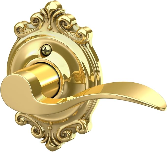 SCHLAGE Accent Lever with Brookshire Trim Non-Turning Lock in Bright Brass - Right Handed