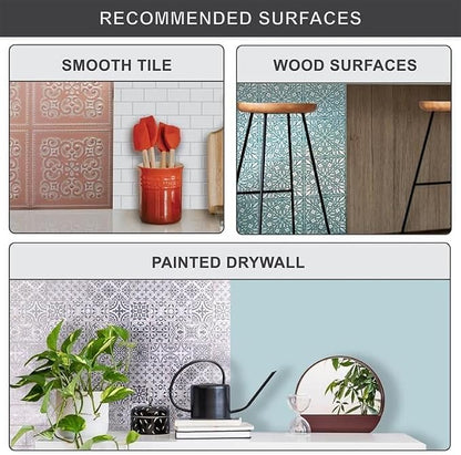 Main Street Peel and Stick Wallpaper Tiles Brushed Nickel & Silver | 8 x 8 in tile size, Removable, Self Adhesive, Renter-Friendly, For Kitchen and DIY Projects