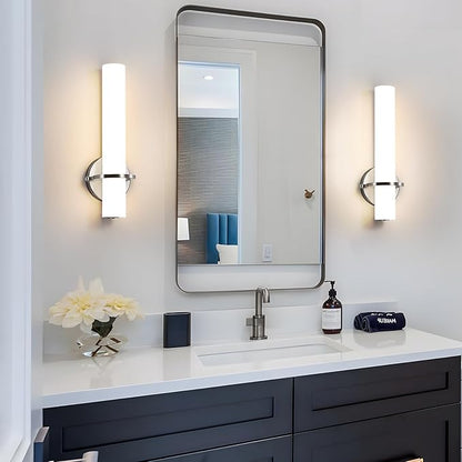 Brushed Nickel Wall Sconces Set of Two - 15 inch Modern Bathroom Sconce 15W 3000K Dimmable LED Sconces Wall Lighting, Indoor Wall Sconce Light for Living Room Corridor Mirror Bedroom Stairs