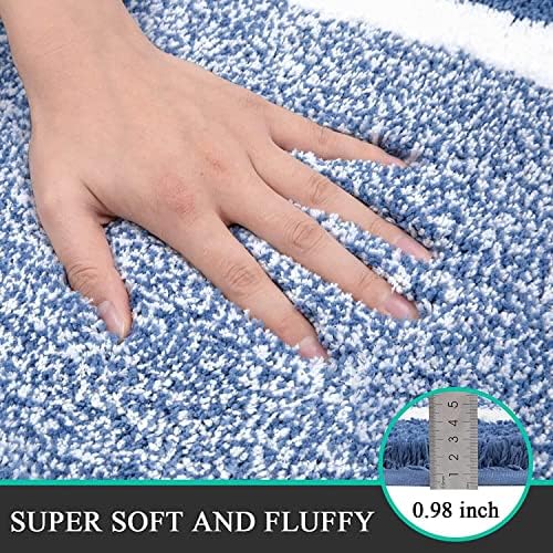Pauwer Bathroom Rugs Sets 2 Piece, Non Slip Washable Bath Mat, Blue