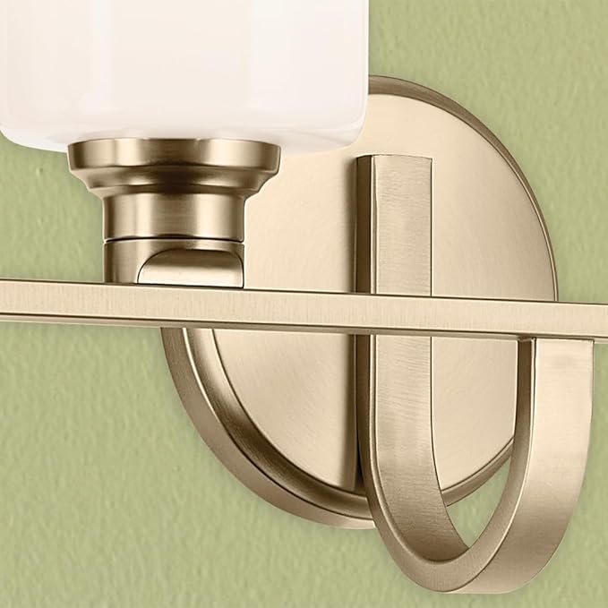 Kichler Gioe 32.25" 4-Light Vanity Light with Opal Glass in Champagne Bronze, Damp Rated, for Bathroom, Powder Room, Over a Mirror, (32.25" W x 10.5" H), 55227CPZ
