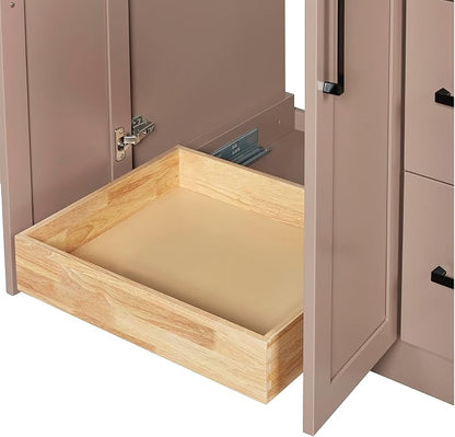 ARIEL Loren 72-inch Bathroom Vanity with Sink,Solid Wood, 1.5-inch Carrara White Quartz Countertop, Double Rectangular Porcelain Sink, 4 Soft Closing Doors, 3 Dovetail Drawers, Mocha