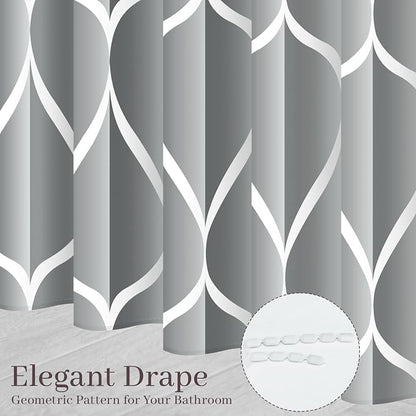 Gelbchu Geometric Shower Curtain for Bathroom, Light Gray, 72x72 Inch | with Hooks, Premium Polyester, Quick Dry, Water Repellent, Machine Washable, Rustproof Grommets, Modern Minimalist