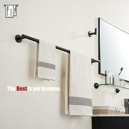 JQK Black Bath Towel Bar, 30 Inch 304 Stainless Steel Thicken 0.8mm Towel Rack Bathroom, Towel Holder Matte Black Wall Mount, Useable Length 27 Inch, TB110L27-PB