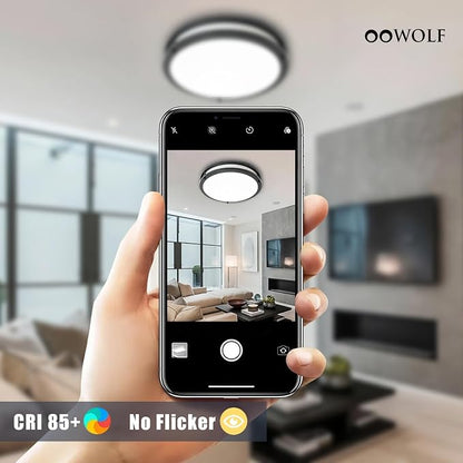12inch LED Flush Mount Ceiling Light Fixture Dimmable Matte Black, Easy Install LED Ceiling Lamp Fixture Without Flicker, Super Bright 36W 3600LM 5CCT Warm to White Light 3000K to 6000K 2-Pack