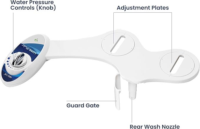 LUXE Bidet NEO 110 - Single Nozzle, Non-Electric Bidet Attachment for Toilet Seat, Adjustable Water Pressure, Rear Wash (Blue)
