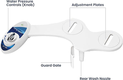 LUXE Bidet NEO 110 - Single Nozzle, Non-Electric Bidet Attachment for Toilet Seat, Adjustable Water Pressure, Rear Wash (Blue)