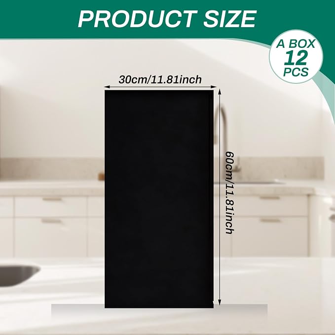 Peel and Stick Backsplash Tiles, 12 pcs 23.6” x 11.8” Black Wall Panels | PVC Wall Panels, Renter Friendly Waterproof Removable Self Adhesive Tiles for Kitchen Bathroom (Not Real Tile, Not for Floor)