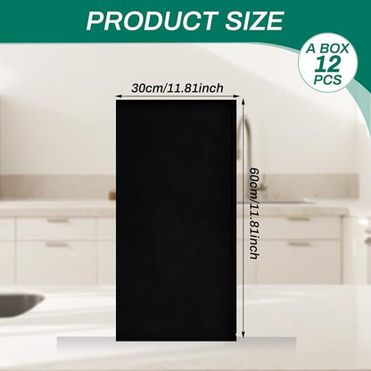 Peel and Stick Backsplash Tiles, 12 pcs 23.6” x 11.8” Black Wall Panels | PVC Wall Panels, Renter Friendly Waterproof Removable Self Adhesive Tiles for Kitchen Bathroom (Not Real Tile, Not for Floor)