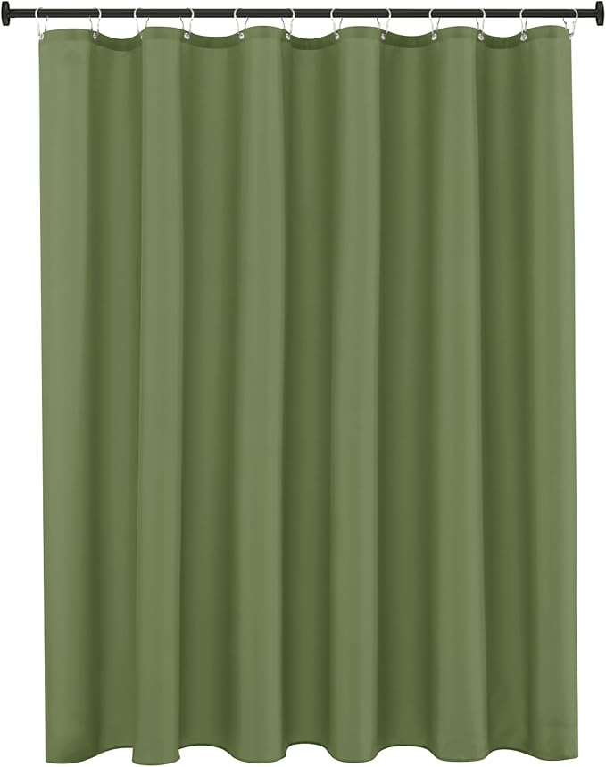 Biscaynebay Hotel Quality Extra Long Fabric Shower Liners 72" Width by 84" Length, Sage Water Resistant Bathroom Curtains Rust Resistant Grommets & Weighted Bottom Hem Machine Washable