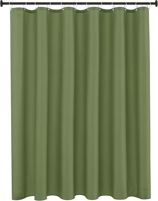 Biscaynebay Hotel Quality Extra Long Fabric Shower Liners 72" Width by 84" Length, Sage Water Resistant Bathroom Curtains Rust Resistant Grommets & Weighted Bottom Hem Machine Washable