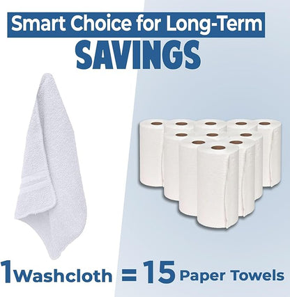 DAN RIVER 10 Pack Wash Cloths for Showering [11x11] - 100% Cotton Washcloths Premium Quality Flannel Face Cloths for Bathroom, Highly Absorbent and Soft Feel Wash Clothes, White