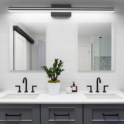 SineRise LED Modern Bathroom Vanity Light Bar (48-Inch, 3000K/4000K/6000K), Matte Black Dimmable Modern Acrylic Bathroom Wall Lighting Fixtures Over Mirror