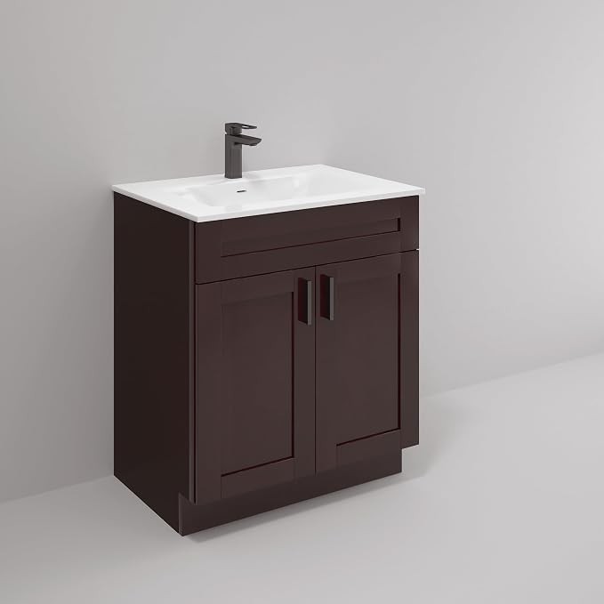 30" Espresso Shaker Bathroom Vanity Base – Ready-to-Assemble Sink Cabinet, Freestanding Bathroom Vanity Base Only, No Top or Sink