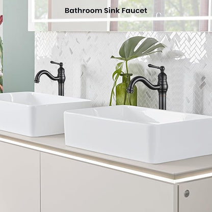gotonovo Single Handle Vessel Sink Faucet 360° Swivel Bathroom Faucet One Hole Farmhouse Lavatory Vanity Faucet Bowl Sink Mixer Tap with Pop Up Drain, Oil Rubbed Bronze