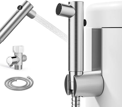 Stainless Steel Handheld Bidet Sprayer for Toilet, Stepless Water Pressure Control, Gentle Toilet Jet Spray with Leak-Proof Bidet Hose, Ideal for Feminine Hygiene, Cloth Diaper, Pet Cleaning