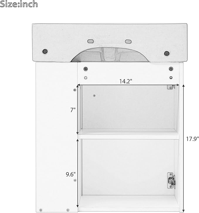 Harper & Bright Designs 21.6" Bathroom Vanity with Sink, Wall-Mounted Single Basin Vanity Set with Cabinet & Two-Tier Right Side Storage Shelf, Storage Cabinet with Ceramic Basin for Bathroom, Grey
