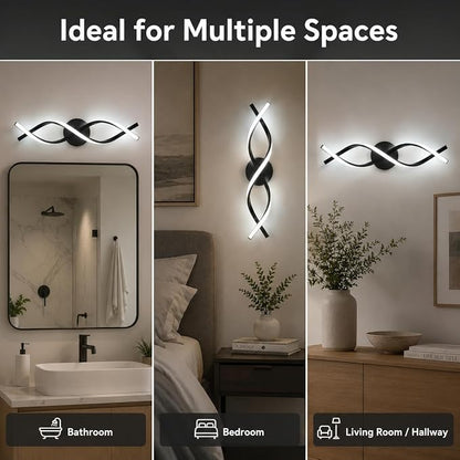 Modern Black LED Vanity Lighting,Bathroom Light Fixture Over Mirror,21 Inch,6000K Cool White