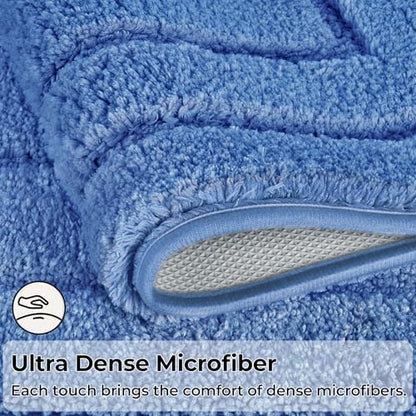 GRANNY SAYS Blue Bathroom Rugs Set 2 Piece, Non Slip Microfiber Bath Mats