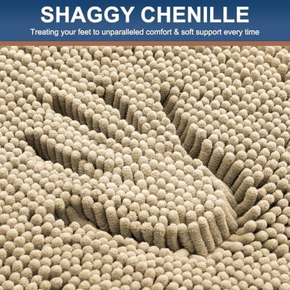 Smiry Bathroom Rugs 47X20, Luxury Chenille Extra Soft Absorbent Bath Mat