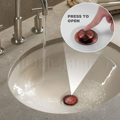 Highcraft R1034 Vessel Sink Drain Strainer Pop Up Drain Assembly without Overflow, Bathroom Faucet Vanity Sink Stopper Oil Rubbed Bronze