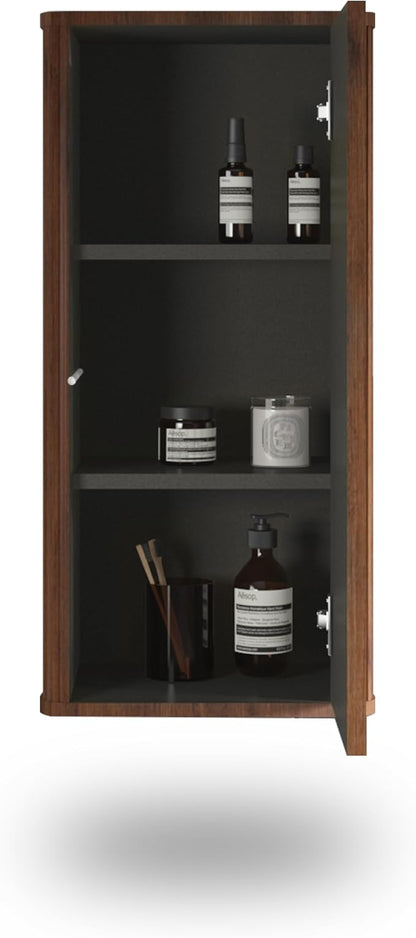 Floating Bathroom Side Cabinet, Wall Mounted Modern Storage Cabinet for Small Space, Apartment, Hotel, Walnut - Camellia Collection