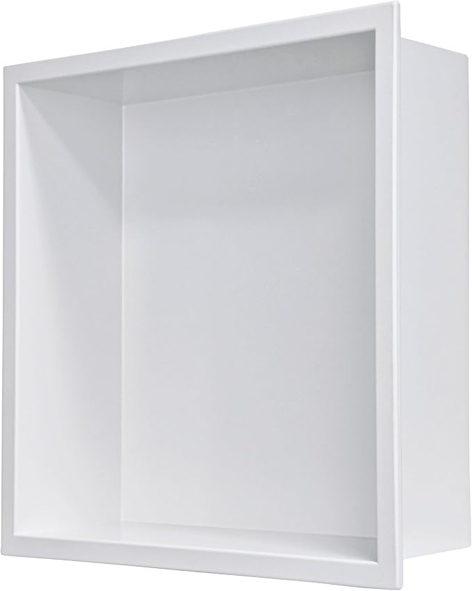 Stainless Steel Shower Niche 12"x12"，Shower Inserts Kit for Bathroom ， Recessed Shower Shelf Organizer for Storage Matte White （12"x12"）