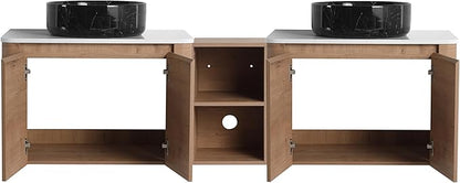 Malwee 72" Floating Bathroom Vanity with Sink, 72 Inch Wall Mounted Bathroom Cabinet Combo, Modern Double Sink Bath Storage Vanity Set, with 4 Soft Close Doors and Ceramic Vessel Basin Top(72-RR