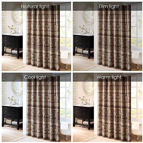 Madison Park Bellagio Taupe Shower Curtain, Transitional Shower Curtains for Bathroom, 72 X 72, Beige (Pack of 4)