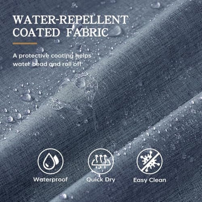 Furlinic Linen Shower Curtain Long No Hook Scalloped Navy Fabric 72x84 Inch