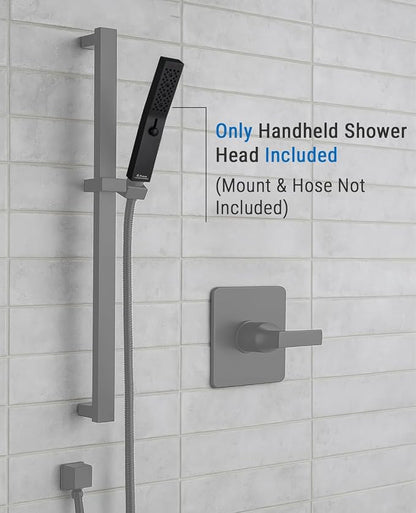 G-Promise All Metal Square 3 Function Handheld Shower Head(Matte Black) | All Metal Construction, 3 Function Modes with Massage, Modern Look, Push Switch, Easy Installation